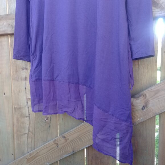 Zeaberg purple asymmetrical hemline tunic top stretch purple modal size … - Picture 5 of 12
